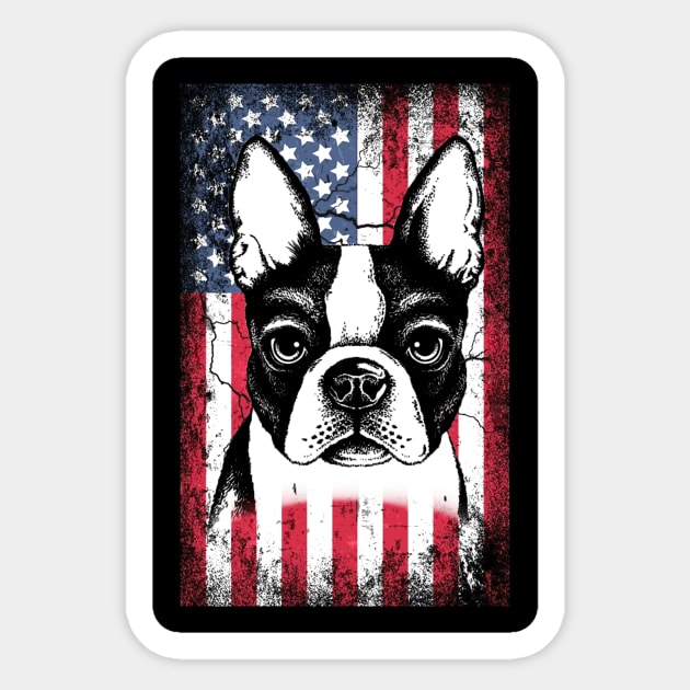 Patriotic Boston Terriers American Flag Sticker by Sinclairmccallsavd